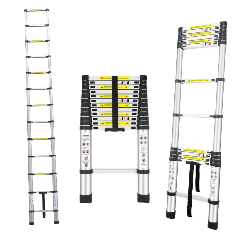 Échelle télescopique en aluminium 380 cm 3,80 mètres - Multifonction - Échelle pliante - Fabriquée en alliage aérospatial 6061
