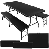 Set Tavolo Giardino Pieghevole 180cm + 2 Panche Nero