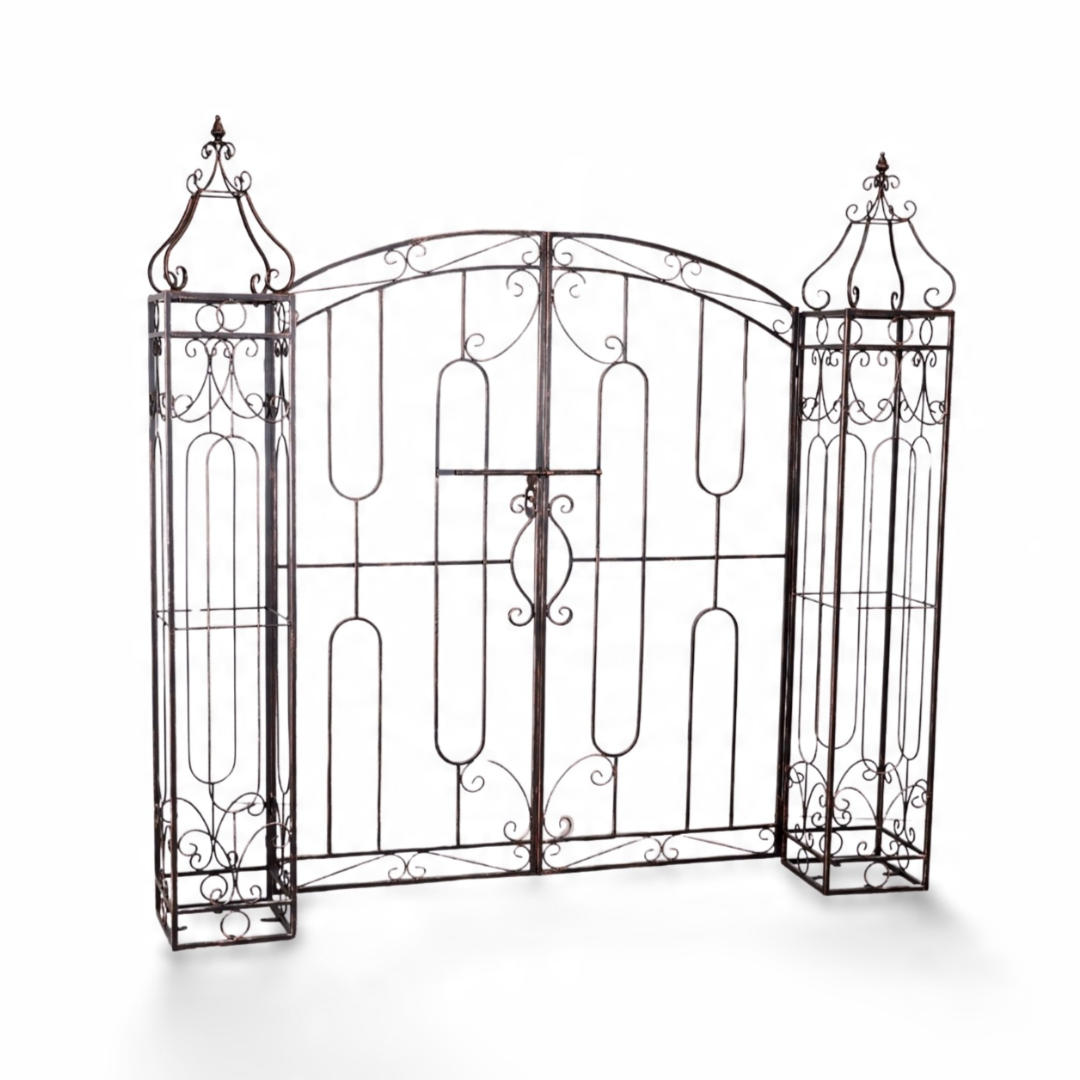 Cancello da Giardino in Metallo 170 x 163 cm Stile Decorativo Bronzo Antico