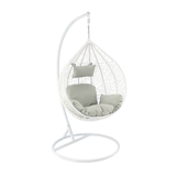 Poltrona Sospesa Garden Line Bianca Technorattan Cuscino Grigio 150kg
