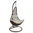 Poltrona sospesa Garden Line technorattan marrone con cuscino crema