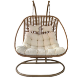 Poltrona Sospesa 2 Posti Garden Line Naturale Cuscino Crema 150kg