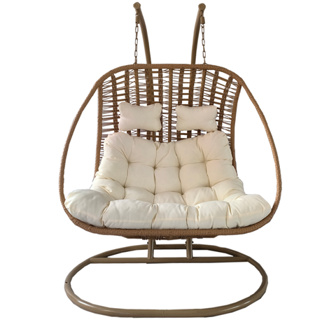 Poltrona sospesa Suri Garden Line 2 posti naturale con cuscino crema