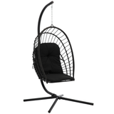 Poltrona Sospesa Pieghevole Eris Garden Line Nera Cuscino Nero 140kg