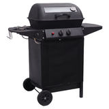 Barbecue a Gas Alora 2 Bruciatori Inox Fornello Laterale Termometro Ruote