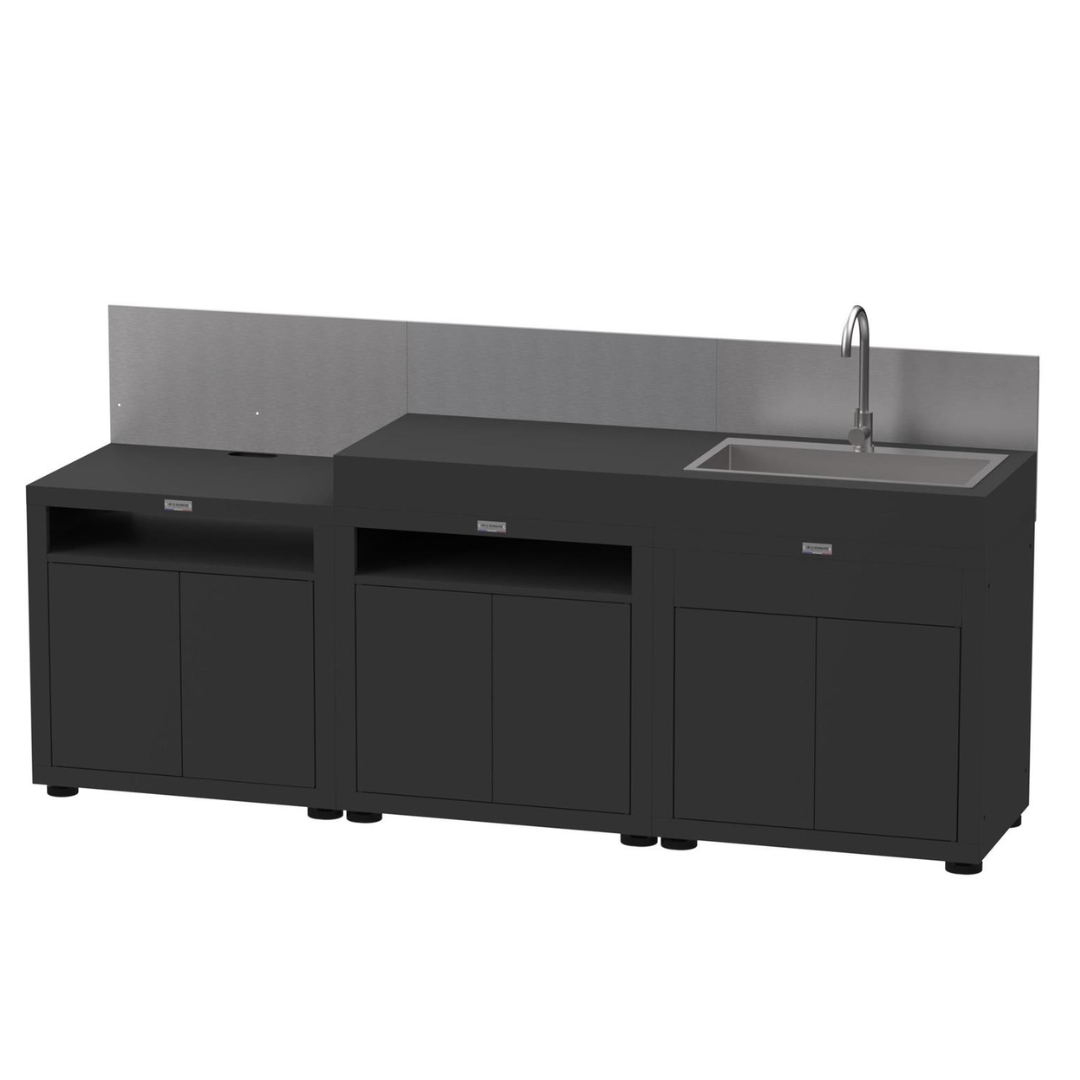 Cucina Outdoor Le Marquier 3 Moduli NerI Lavello Acciaio Inox