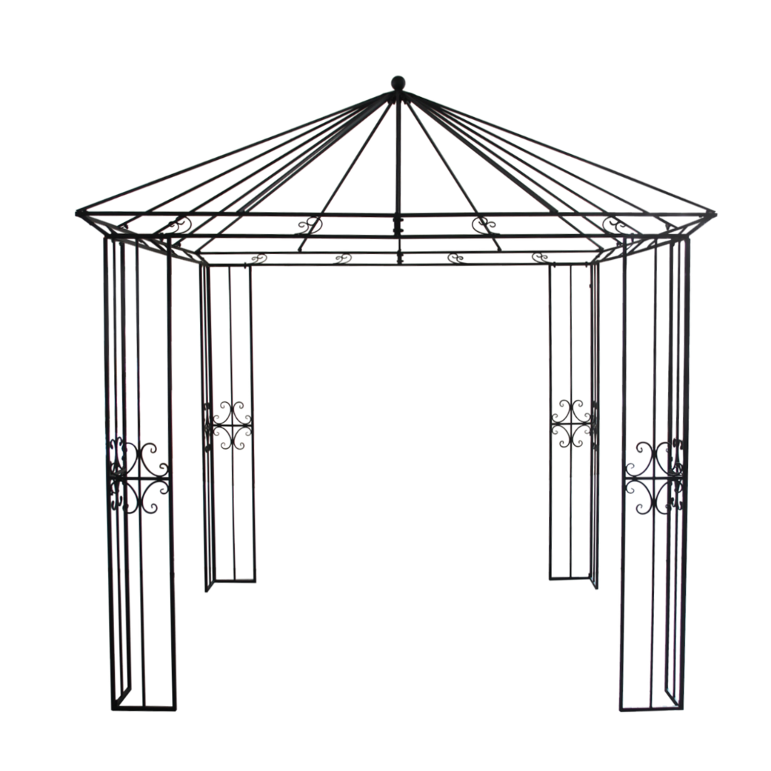 Gazebo da Giardino Conico 258 x 258 x 290 cm Stile Elegante Nero Antico