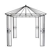 Gazebo da Giardino Conico 258 x 258 x 290 cm Stile Elegante Nero Antico