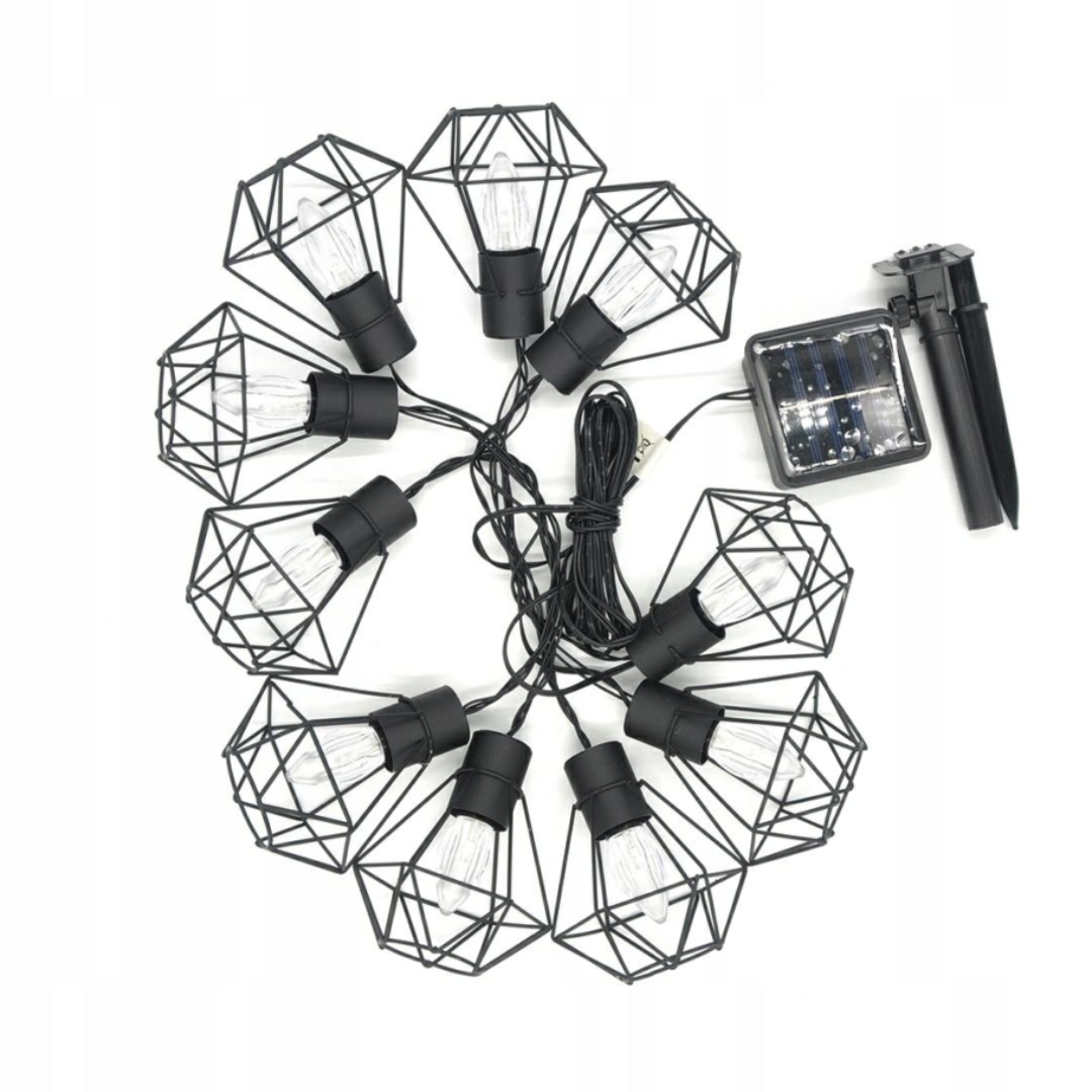 Ghirlanda Luminosa Solare da Giardino da 4,8 m 10 Lanterne a Led Luce Calda 3000K