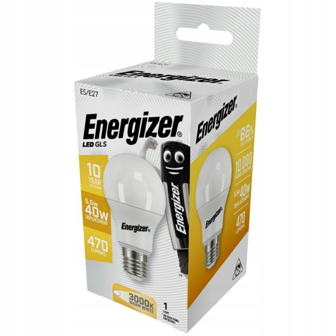 Lampadina LED a bulbo E27 5,5W – Luce bianca calda 470 lm (equiv. 40W) | Energizer