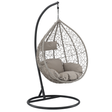Poltrona sospesa Garden Line grigio chiaro in technorattan con cuscino grigio