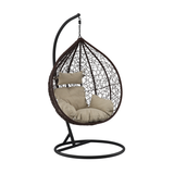 Poltrona Sospesa Garden Line Marrone Technorattan Cuscino Beige 150kg