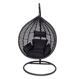 Poltrona Sospesa Garden Line Nera Technorattan Cuscino Nero Telaio 150kg