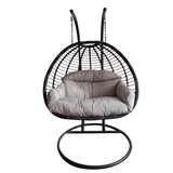 Poltrona Sospesa Gaspar 2 Posti Garden Line Grigia Cuscino Grigio 150kg