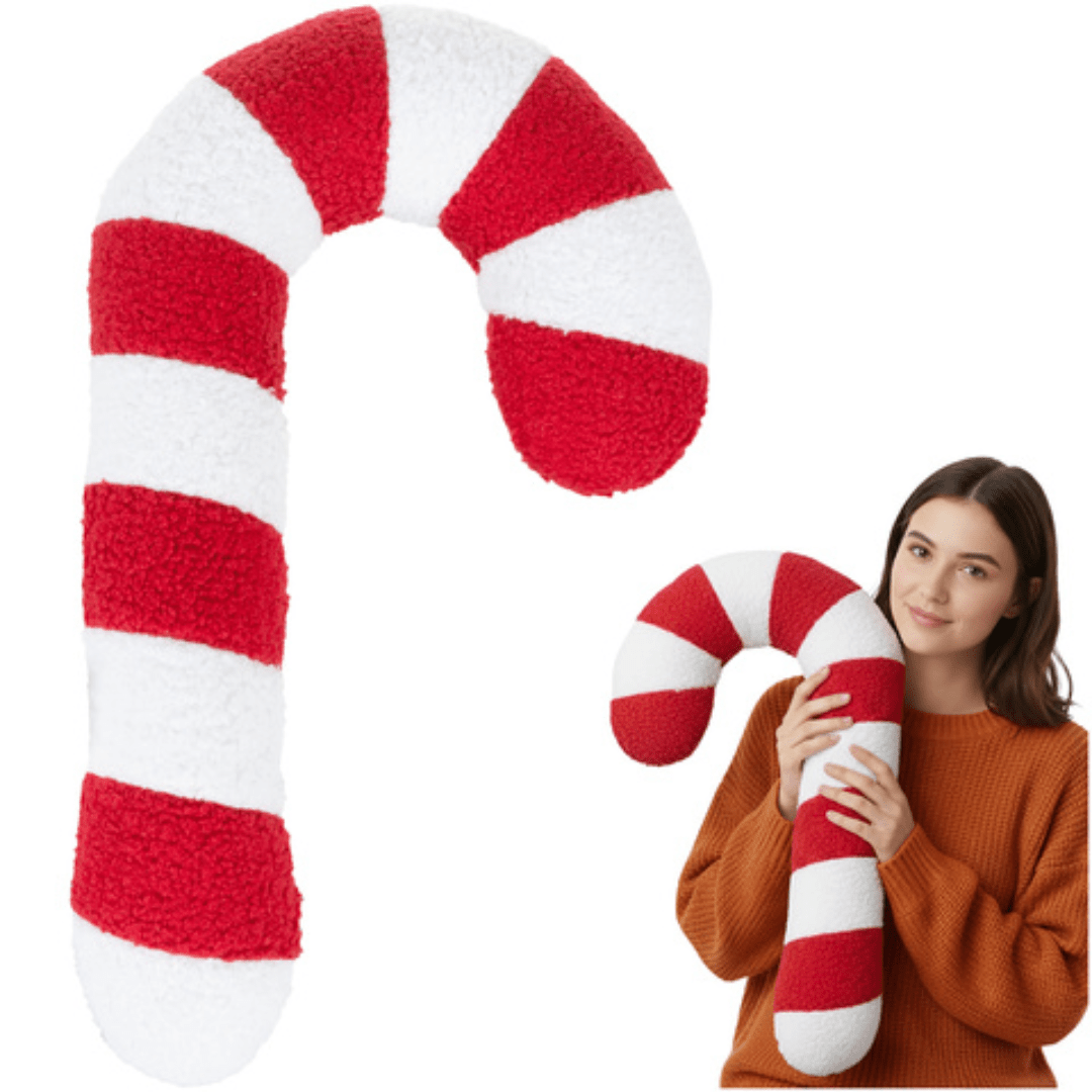 Decorazione Natalizia Ruhha – Cuscino “Candy Cane” Rosso e Bianco