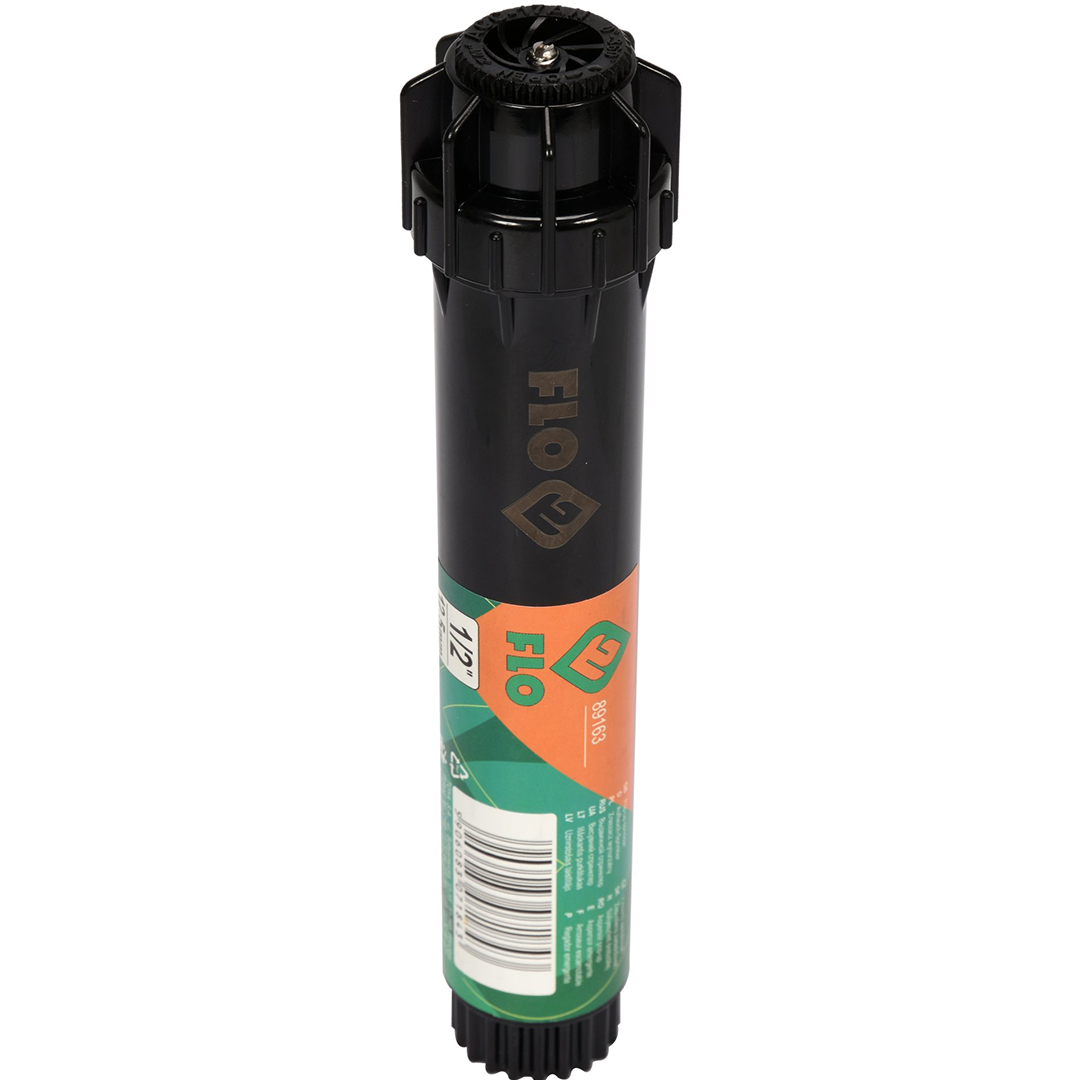 Irrigatore a Scomparsa Regolabile 0°–360° – Altezza 18,4 cm, Blocco Flusso, Filettatura 1/2" FLO