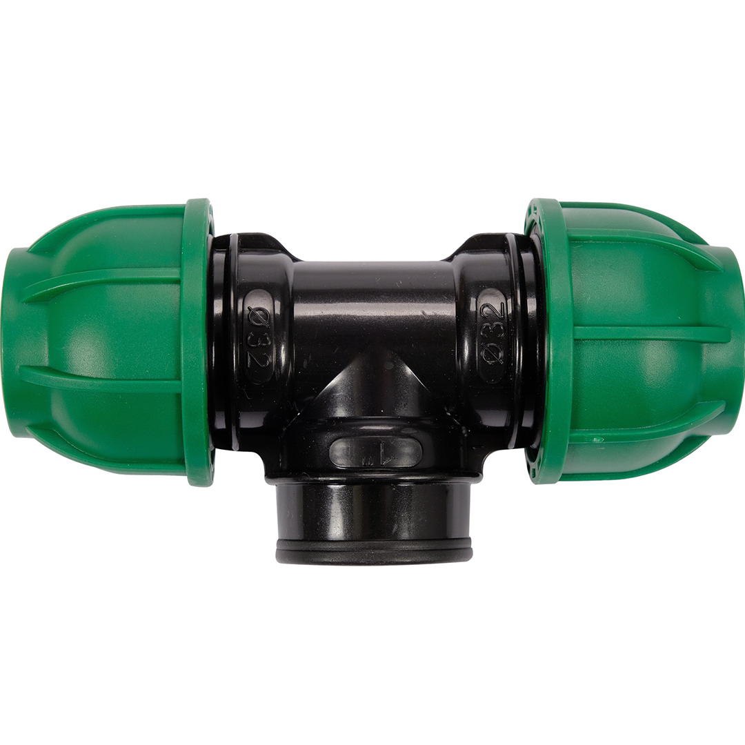 Raccordo a T per Tubi PE 32 mm x 1" x 32 mm – Attacco Centrale Femmina GW, Polipropilene 10 BAR FLO