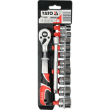 Clé à cliquet Yato avec 12 douilles et rallonge