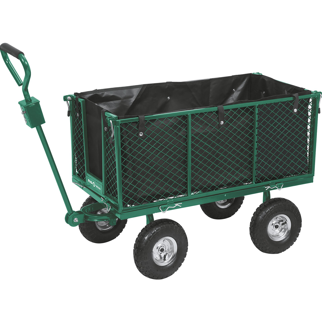 Carrello da Giardino con Ruote Pneumatiche e Sponde Apribili 300 kg Vorrel