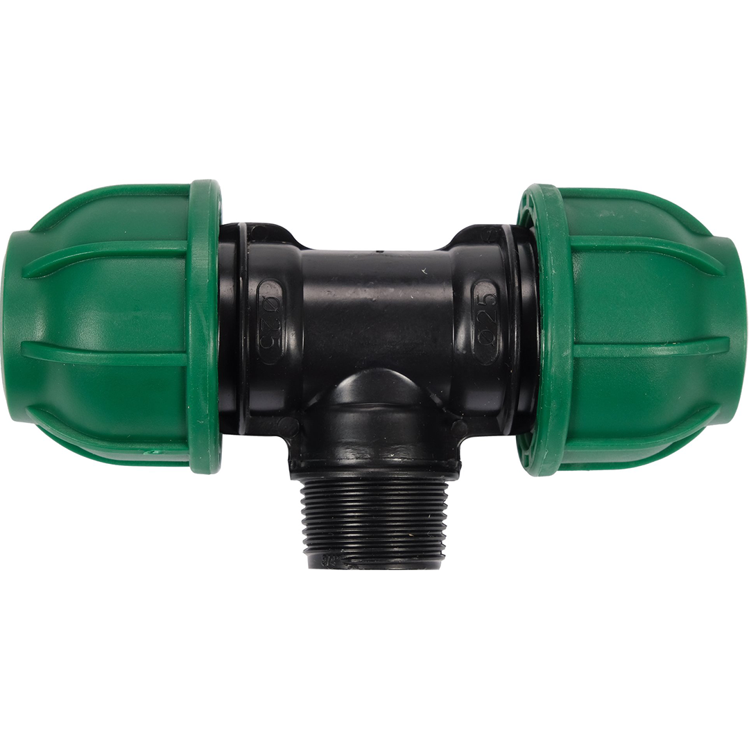 Raccordo a T per Tubi PE 25 mm x 3/4" x 25 mm – Attacco Maschio Centrale ET, Polipropilene 10 BAR FLO