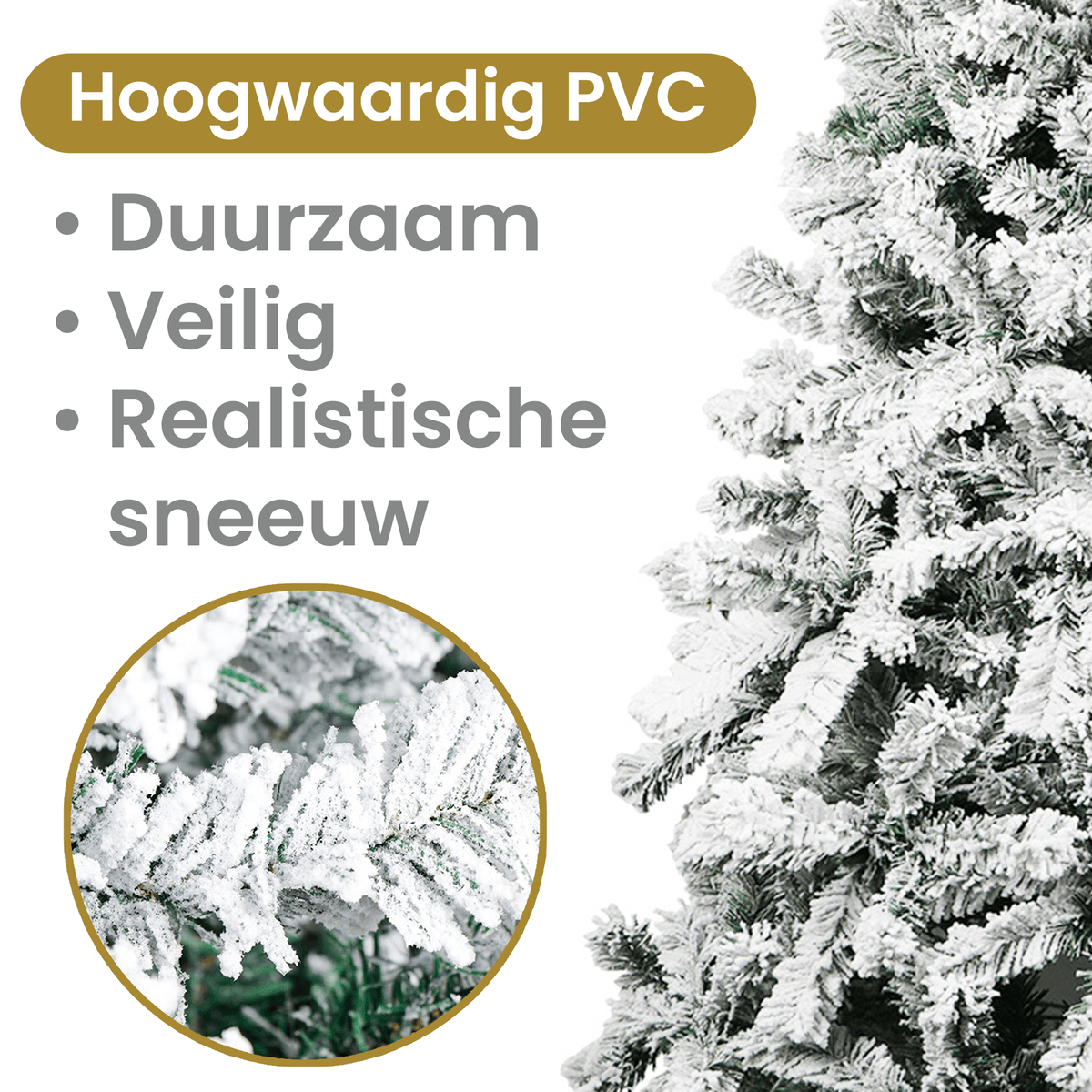 Albero di Natale innevato alto 2,10 m con base in metallo