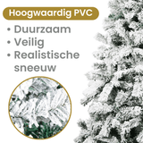 Albero di Natale innevato alto 2,10 m con base in metallo
