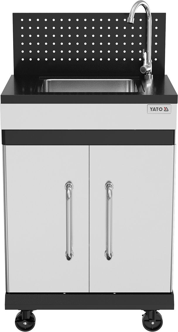 Mobiletto Modulare per Barbecue a Gas con Lavello e Rubinetto su Ruote