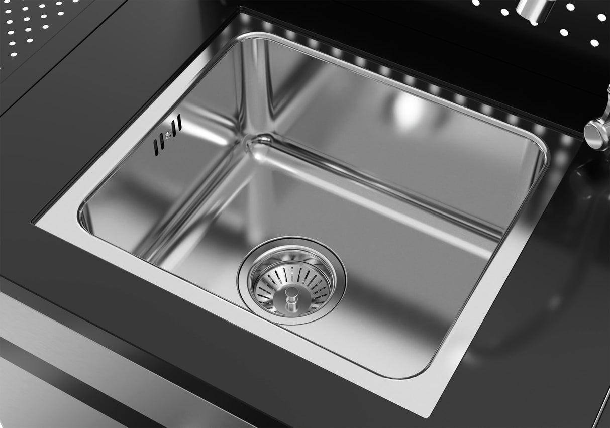 Mobiletto Modulare per Barbecue a Gas con Lavello e Rubinetto su Ruote