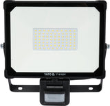 Faretto LED SMD 50W IP54 con Sensore PIR – 4750 Lumen, Luce Fredda 6500K, Alluminio Nero YATO