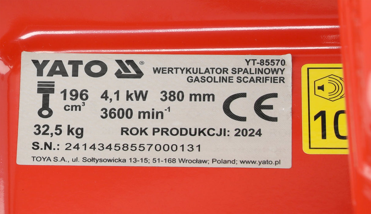 Scarificatore / Arieggiatore a Benzina 2 in 1 Yato 38 cm Motore Loncin 196 cm³