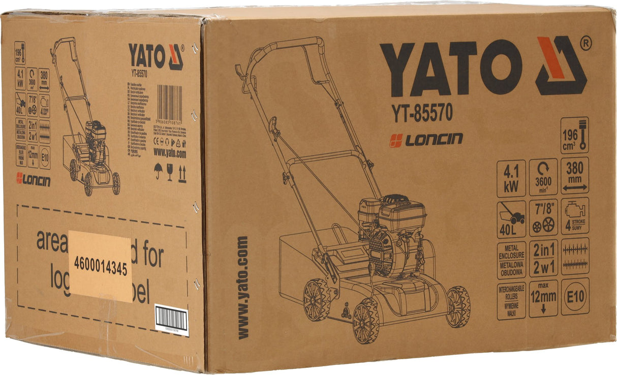 Scarificatore / Arieggiatore a Benzina 2 in 1 Yato 38 cm Motore Loncin 196 cm³