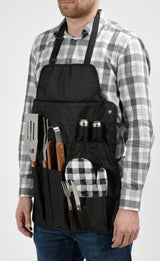 Grembiule barbecue con utensili 8 pezzi in acciaio inox set griglia