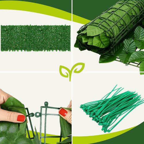 Siepe artificiale da balcone e giardino 3×1 m – 6 pannelli in PP anti-UV