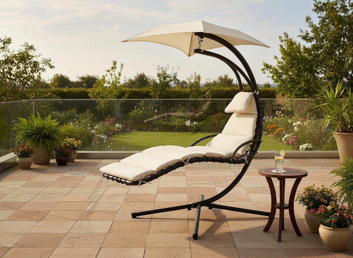 Dondolo da giardino Garden Line beige con tettuccio regolabile