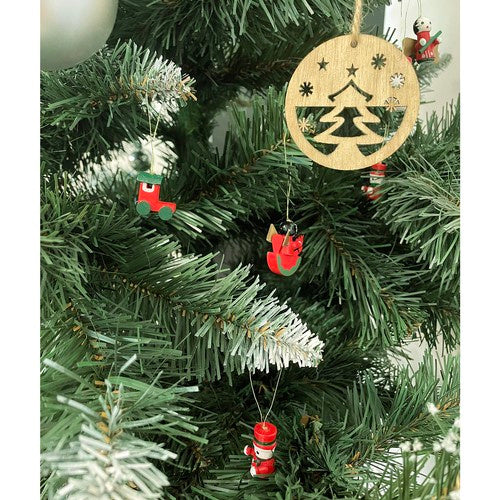 Palline e Ciondoli per Albero di Natale – Set 10 Pezzi in Legno Rosso