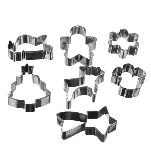 Stampi in Metallo Natalizi  Set 7 Pezzi in Acciaio Inossidabile per Biscotti e Decorazioni Natalizie
