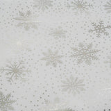 Tovaglia natalizia bianca e argento con fiocchi di neve 260x140cm e 180x140cm