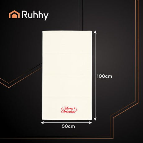 Asciugamani Natalizi Ruhhy Set da 2, Cotone Ricamato, 50×100 cm