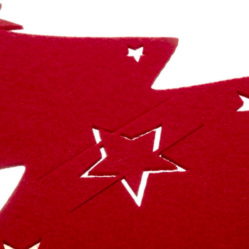 Portaposate Alberi di Natale Ruhhy Set da 12 Pezzi in Feltro Rosso