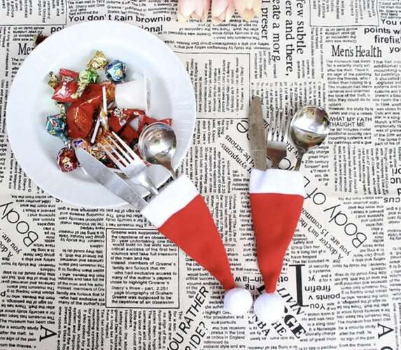 Portaposate Cappello di Babbo Natale Ruhhy Set da 12 Pezzi Rosso e Bianco