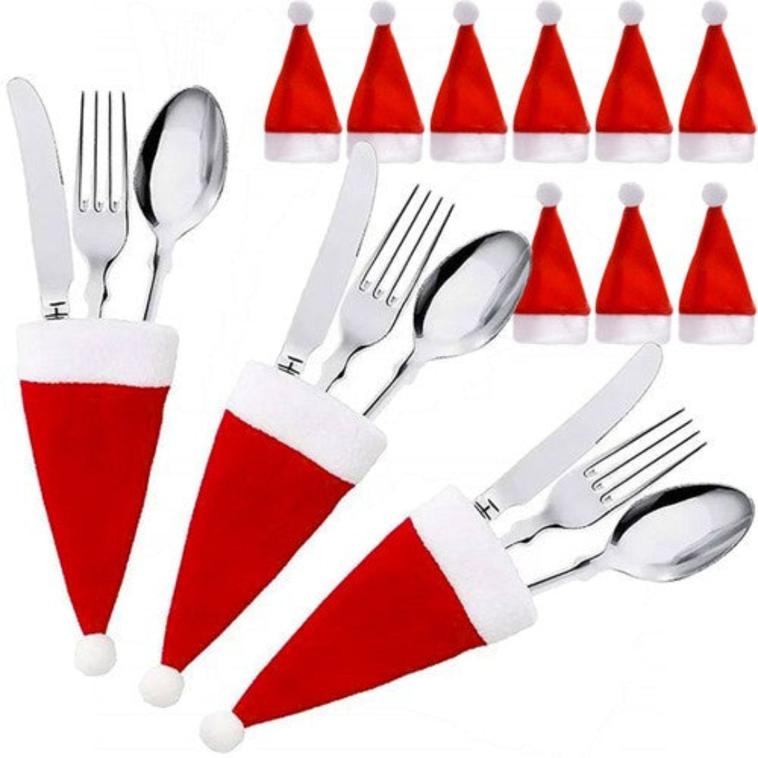 Portaposate Cappello di Babbo Natale Ruhhy Set da 12 Pezzi Rosso e Bianco