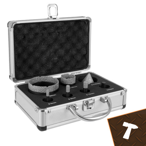 Set 7 carotiere diamantate 6-68 mm + fresa conica 2-50 mm – doppio strato diamanti, valigetta