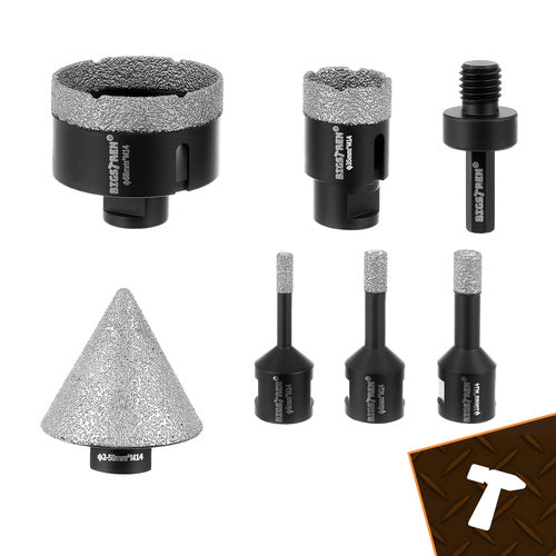 Set 7 carotiere diamantate 6-68 mm + fresa conica 2-50 mm – doppio strato diamanti, valigetta