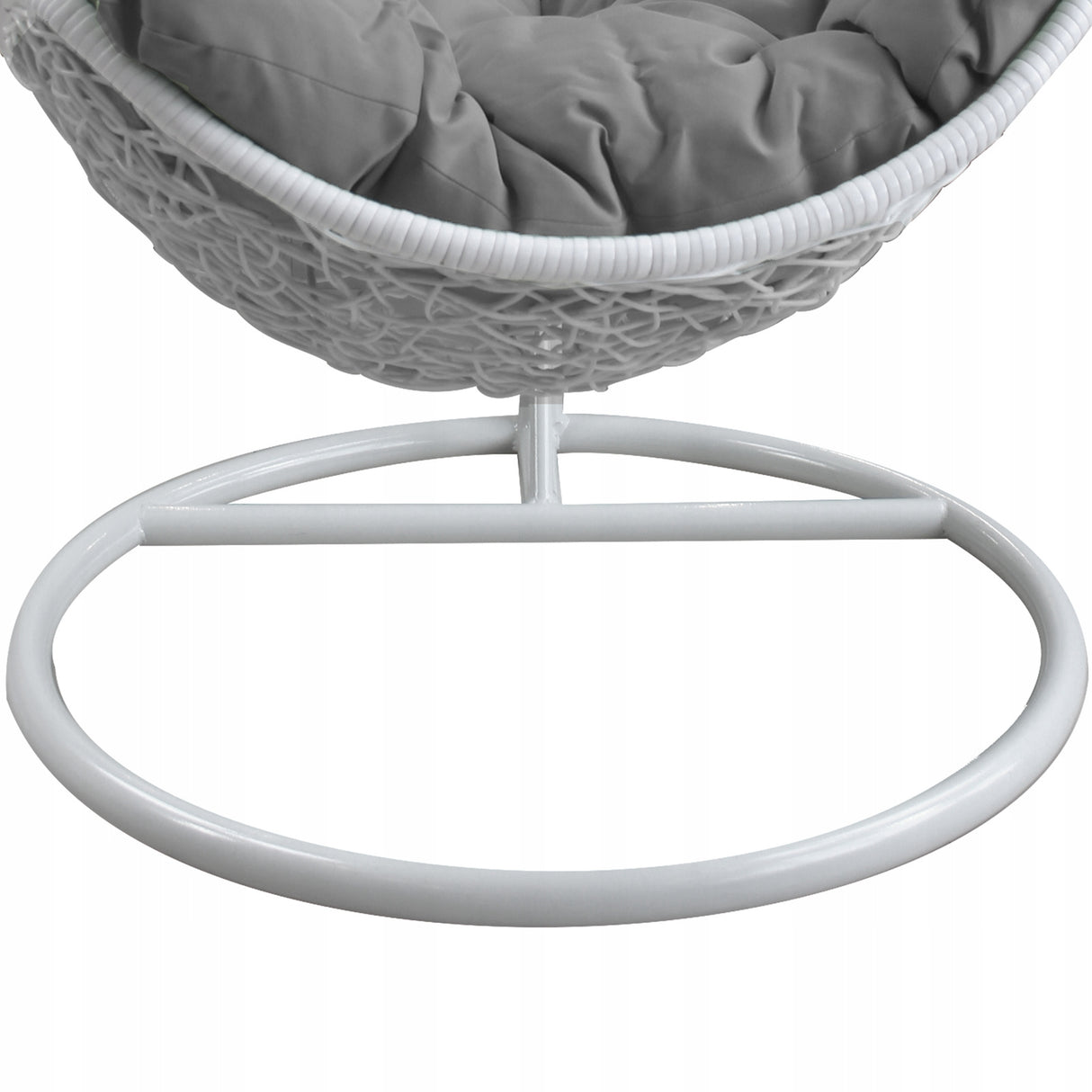 Poltrona Sospesa Garden Line Technorattan Bianca Cuscino Grigio 130kg