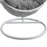Poltrona Sospesa Garden Line Technorattan Bianca Cuscino Grigio 130kg