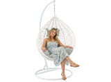 Poltrona Sospesa Garden Line Bianca Technorattan Cuscino Grigio 150kg