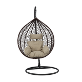 Poltrona Sospesa Garden Line Marrone Technorattan Cuscino Beige 150kg
