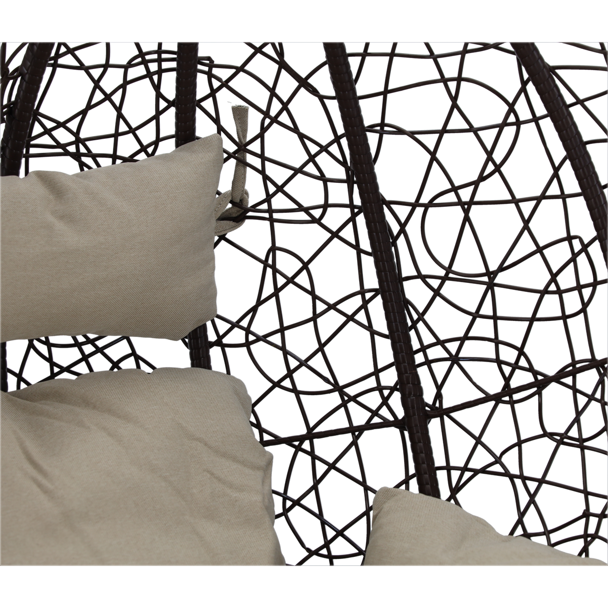 Poltrona Sospesa Garden Line Marrone Technorattan Cuscino Beige 150kg
