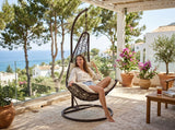 Poltrona sospesa Garden Line technorattan marrone con cuscino crema
