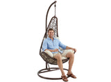 Poltrona sospesa Garden Line technorattan marrone con cuscino crema
